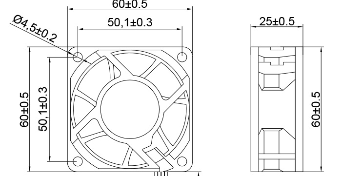 MFD6025B Dimensions